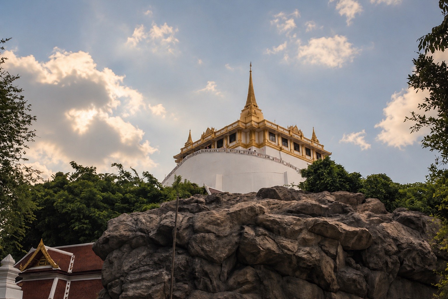 Golden Mount (Phu Khao Thong) and its golden chedi at Wat Saket, Bangkok Old Town