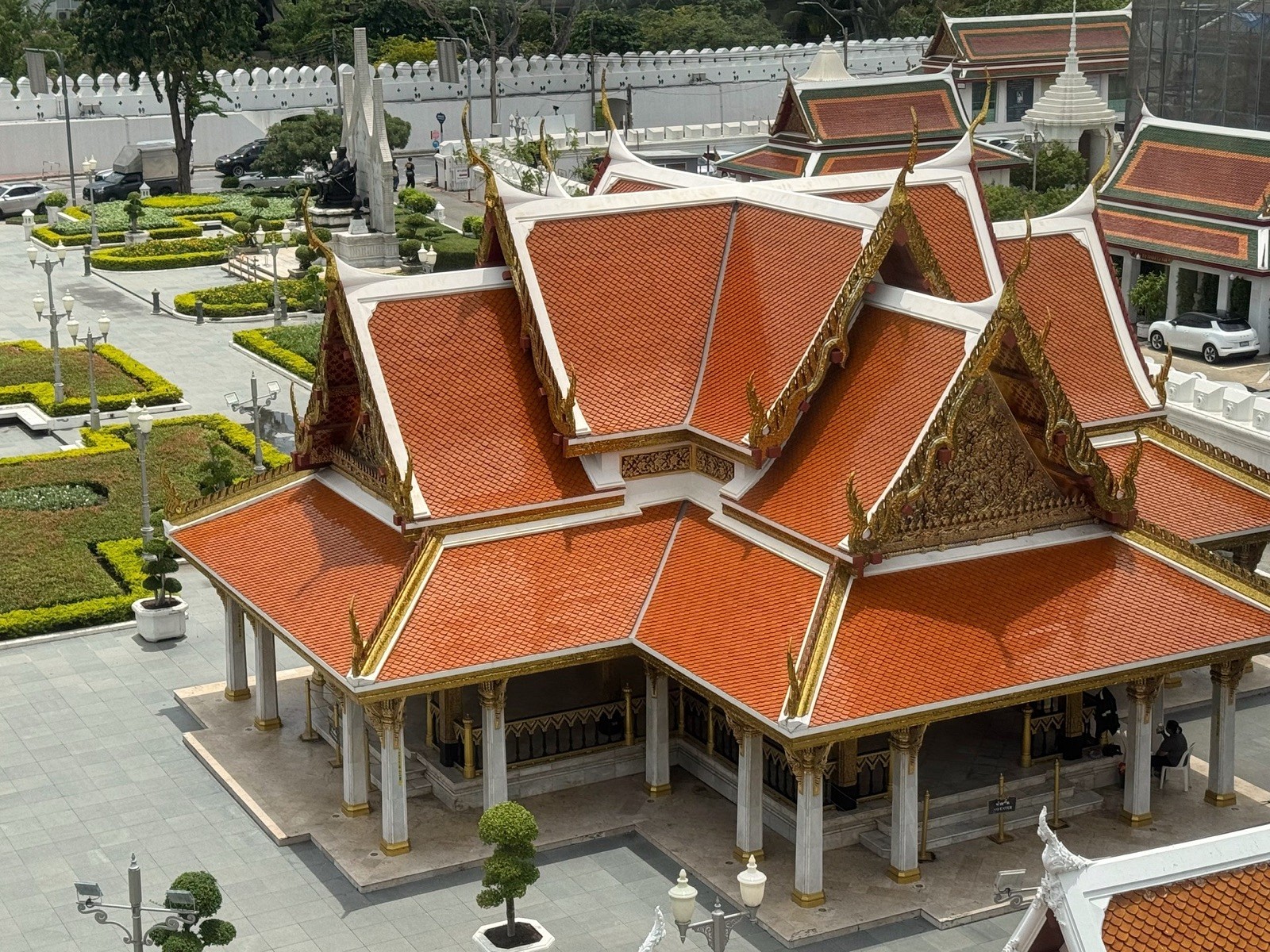 Detailed model of royal Thai buildings and rooflines at Rattanakosin Exhibition Hall