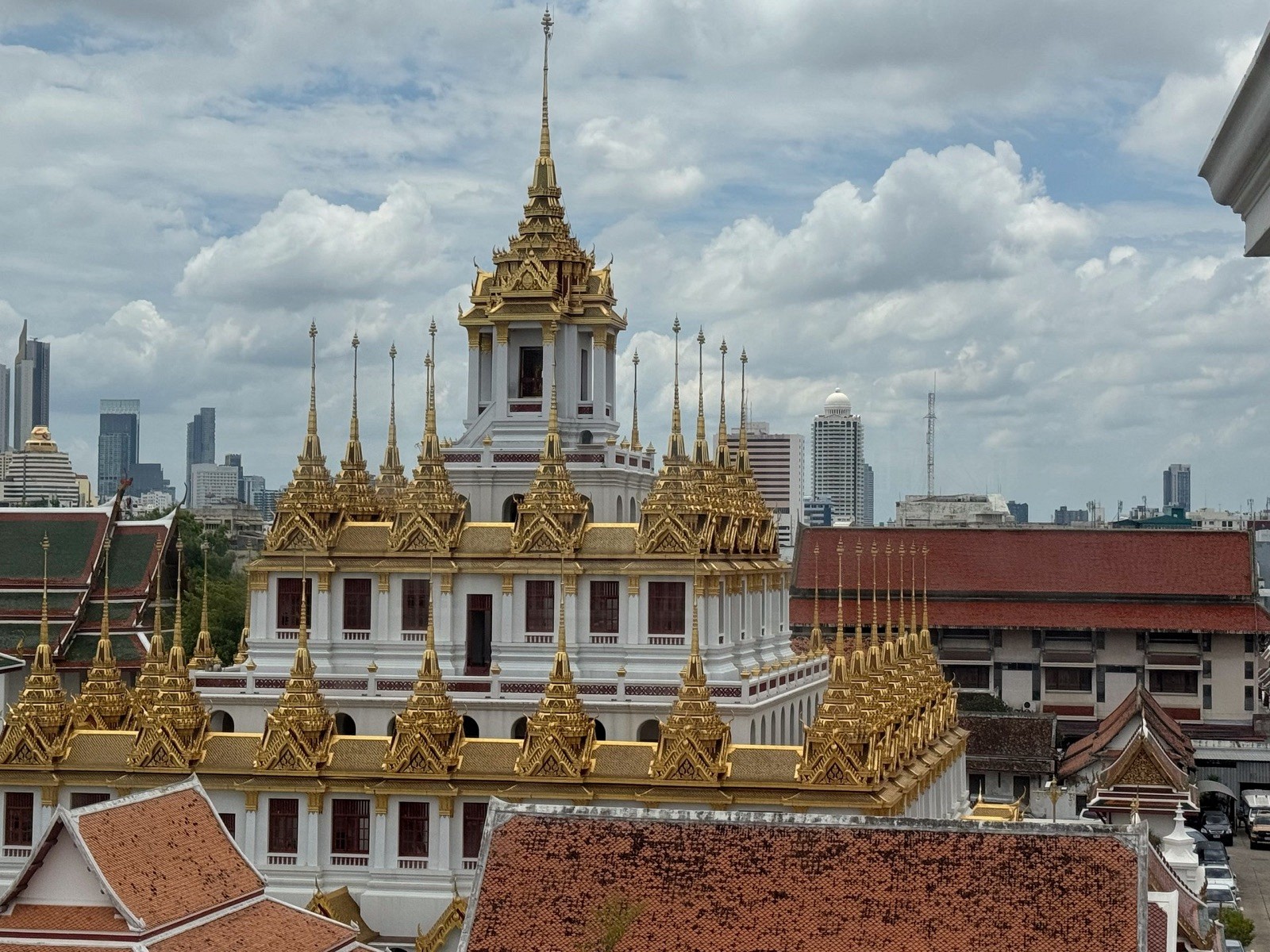 Loha Prasat at Wat Ratchanatdaram seen from the viewpoint of Rattanakosin Exhibition Hall